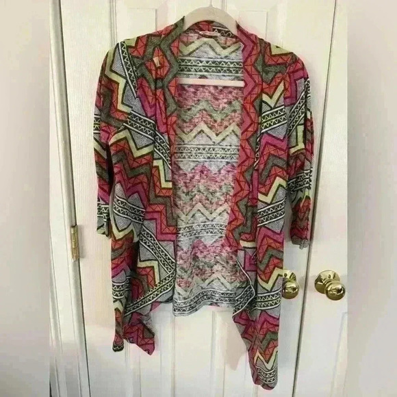 Flamingo urban bright neon medium open front cardigan layering career office - Picture 5 of 11